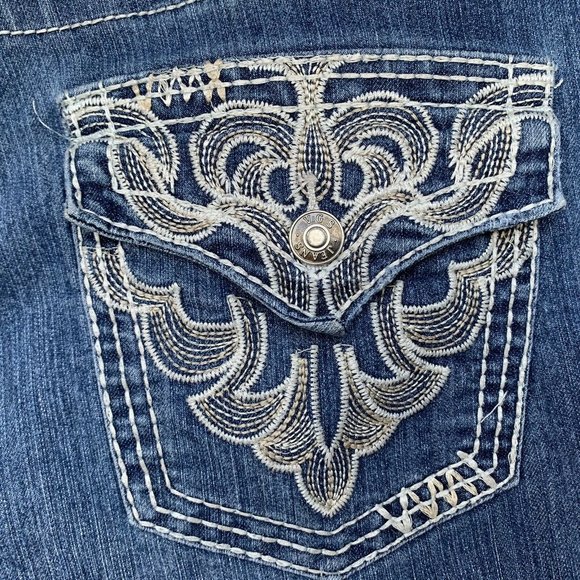 VGS Women Jeans Size 16 Blue Slim Boot Embroidery - Picture 8 of 11